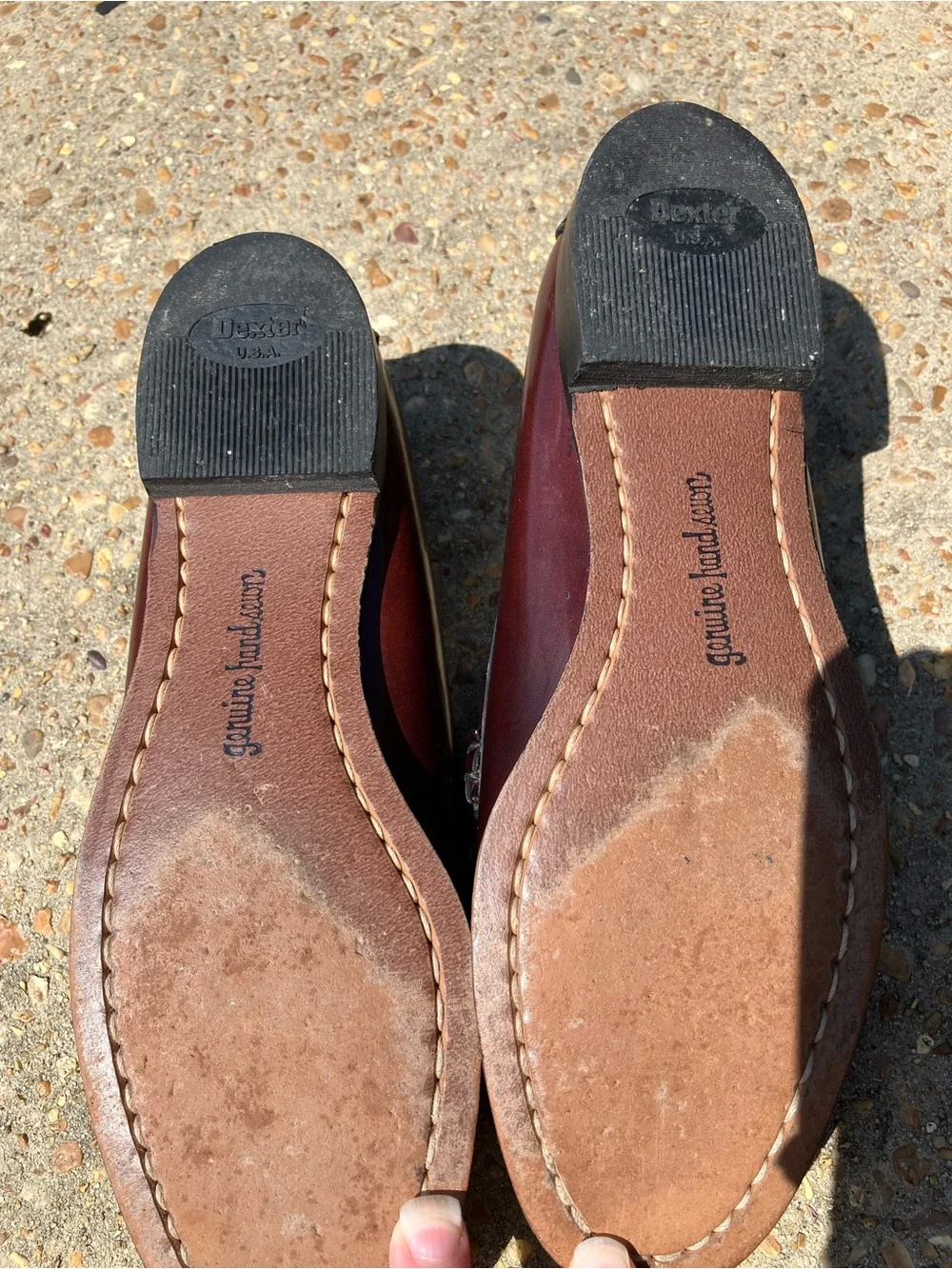 Vintage Dexter Men's Wine Burgundy Leather Hand sewn Penny Loafers
